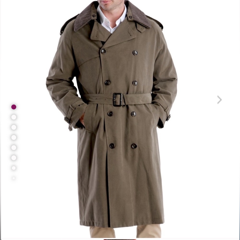 LONDON FOG Men’s Double Breasted Tan Trench Coat Removable Liner Size 46R